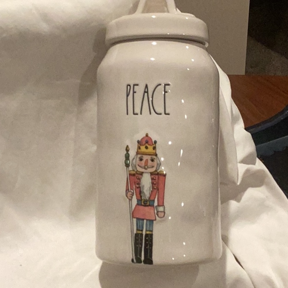 Rae Dunn Peace Nutcracker canister